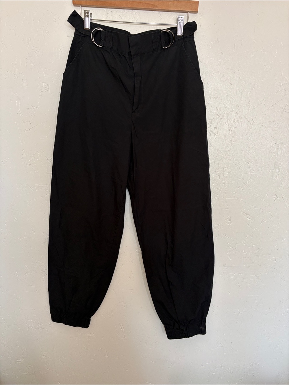 Urban Outfitters Black High-Waist Jogger Trousers with D-Ring Detail